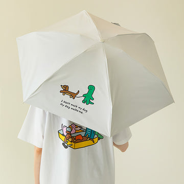 JOGUMAN BRACHIO & WOODY FOLDING UMBRELLA RUNAWAY Brachio & Dachshund Short Umbrella with Shrinking Bone