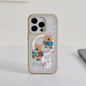 DINOTAENG 校園-童趣塗鴉風極光霧透MagSafe iPhone Case手機殼