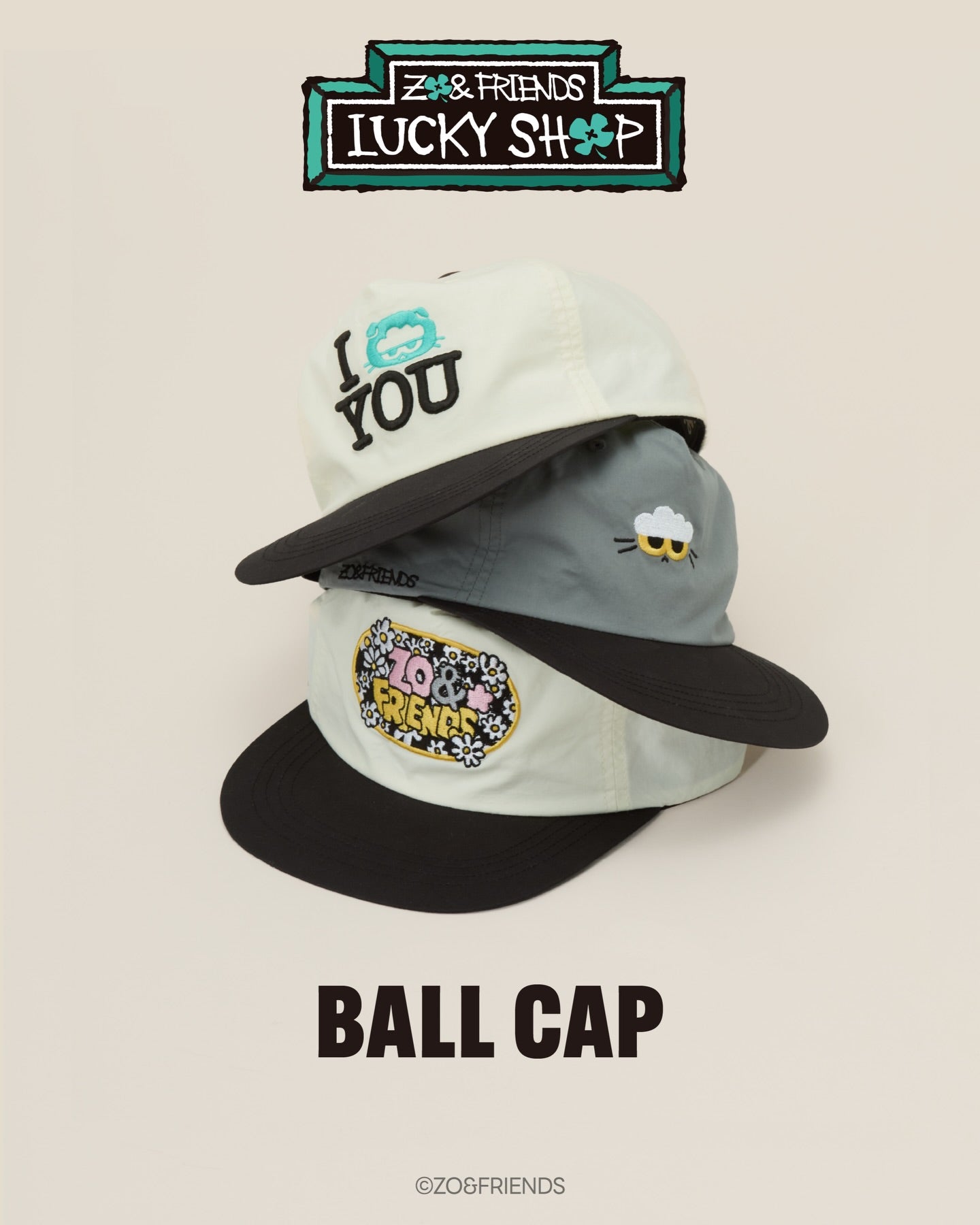 ZOA Ball Cap｜ZO&FRIENDS Lucky Shop Cap (3 Styles)– SOUL SIMPLE HK