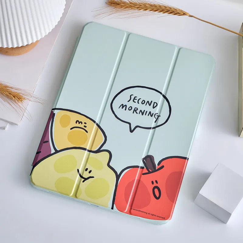 Second Morning iPad Case 大臉貼貼 三折平板保護殼