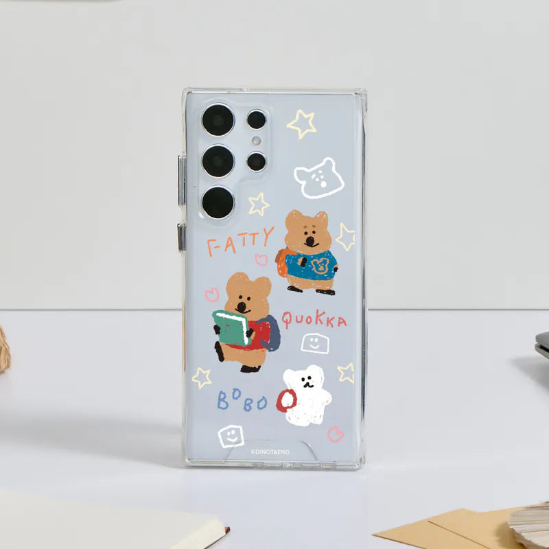 DINOTAENG Campus Childish Graffiti Style Shockproof Transparent Phone Case - SAMSUNG
