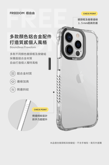 BLAC 手機殼專用:鋁合金鏡頭框+按鍵組 (5色可選)