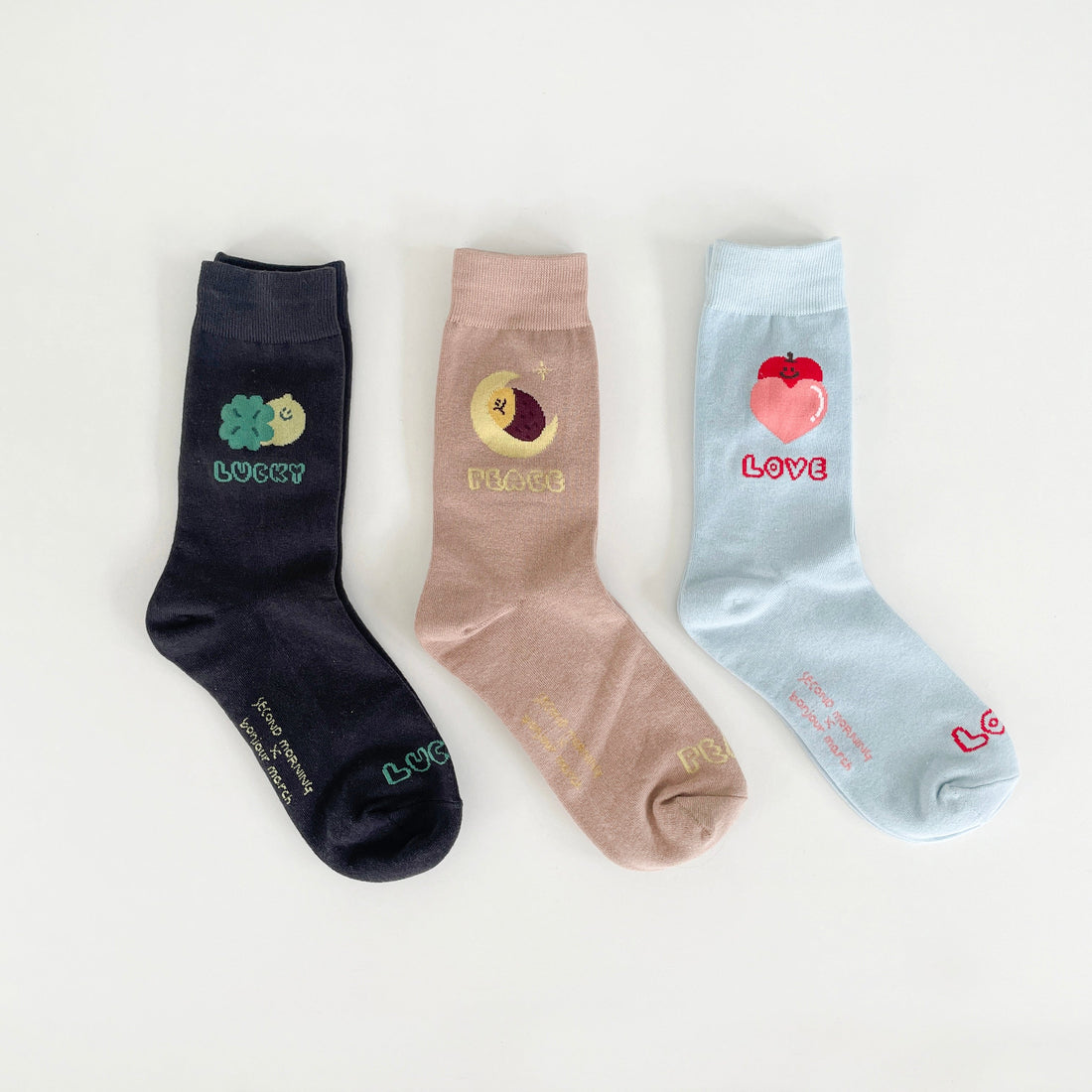 Second Morning x Bonjour March Lettering Socks (3 styles)