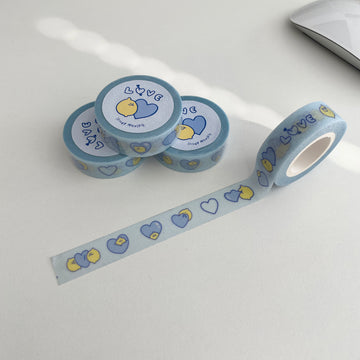 Second Morning Blue Heart Glitter Masking Tape 紙膠帶