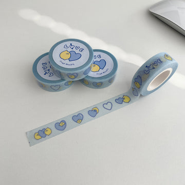 【現貨】Second Morning Blue Heart Glitter Masking Tape 紙膠帶