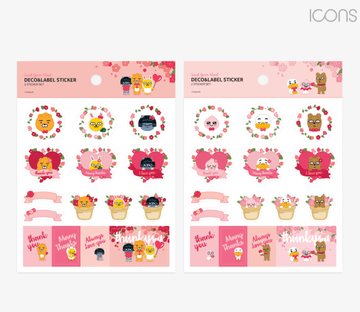 【現貨】Kakao Friends Flower Deco & Label Sticker 花花貼紙(2p) - SOUL SIMPLE HK