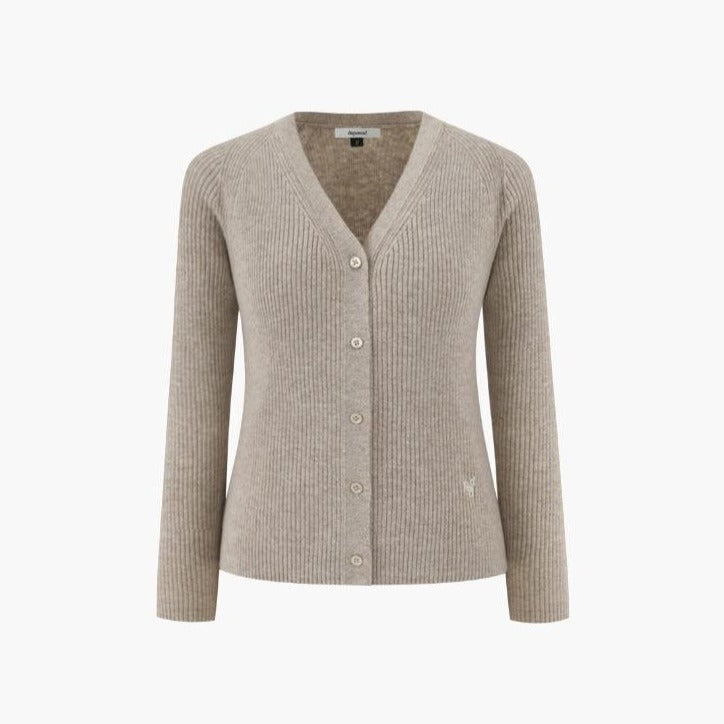 Depound - Cashmere Blends V Neck Cardigan - Oatmeal 羊絨V領針織毛衣 - SOUL SIMPLE HK