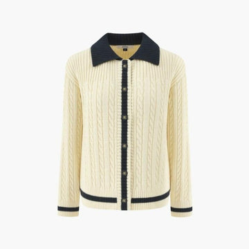 Depound - Color Cable Mix Cardigan - Ivory 針織毛衣 - SOUL SIMPLE HK