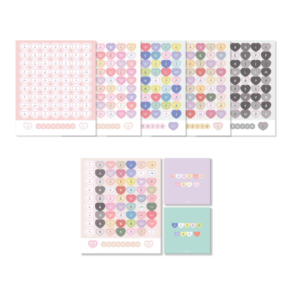 Skyfolio Heart Alphabet Sticker Pack 英文字母貼紙套裝（8p） - SOUL SIMPLE HK