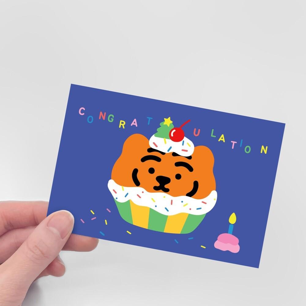 【現貨】Muzik Tiger Congratulation Cupcake Postcard 明信片 - SOUL SIMPLE HK