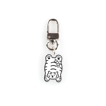 Muzik Tiger Flat Plop Down White Tiger Keyring 白虎鑰匙扣 - SOUL SIMPLE HK
