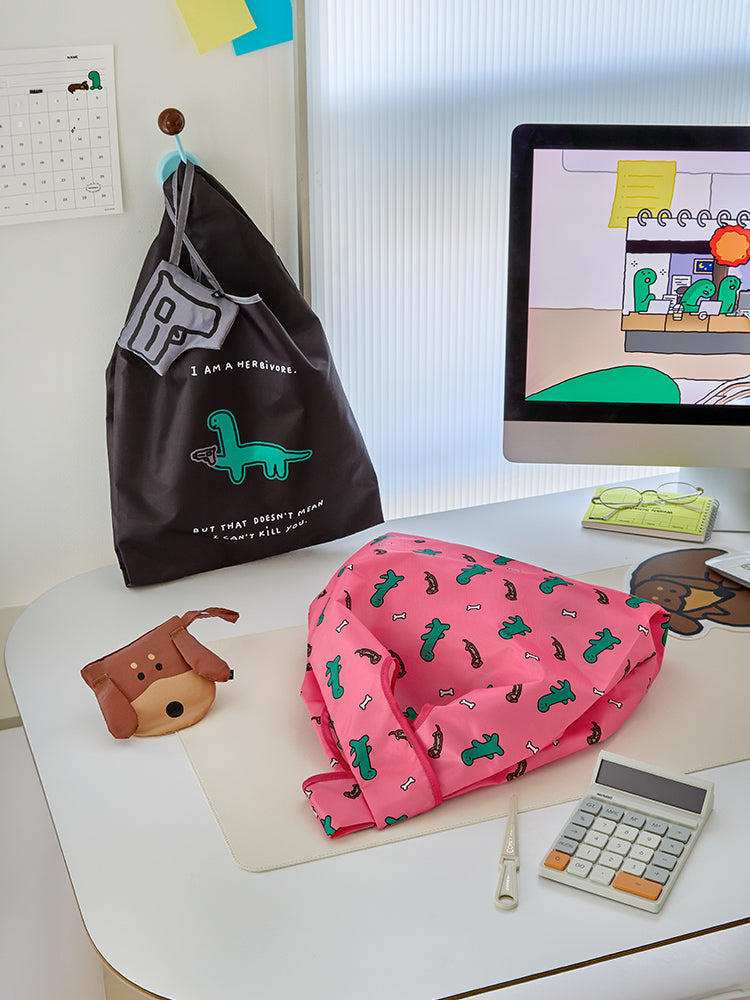 JOGUMAN OFFICE Market Bag Brachio Office Black Woody Pink 可收納環保袋