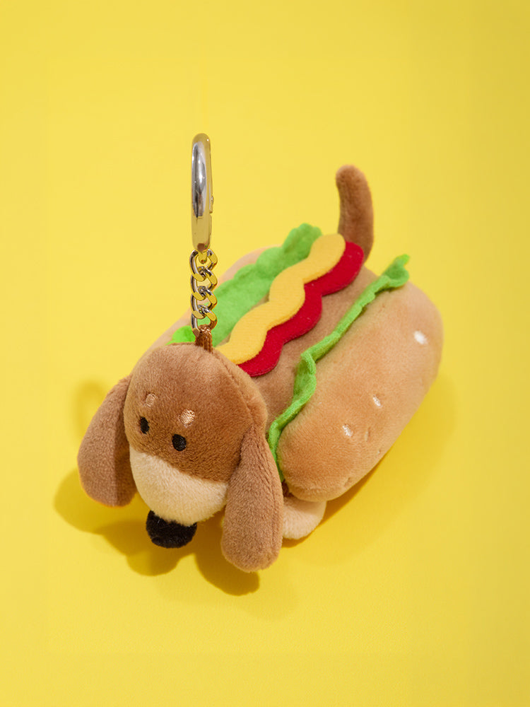 JOGUMAN YOU ARE WHAT YOU EAT Woody Hot Dog Plush Keyring｜Woody 熱狗毛絨公仔匙扣