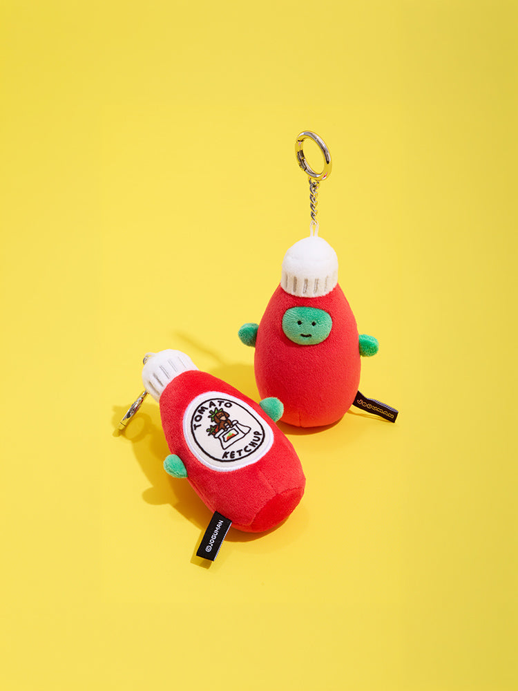 JOGUMAN YOU ARE WHAT YOU EAT Brachio Tomato Ketchup Plush Keyring｜Brachio 番茄醬毛絨公仔匙扣