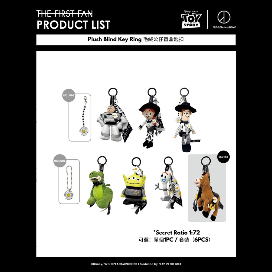 Toy Story × PEACEMINUSONE THE FIRST FAN Plush Blind Key Ring 系列角色款式總覽
