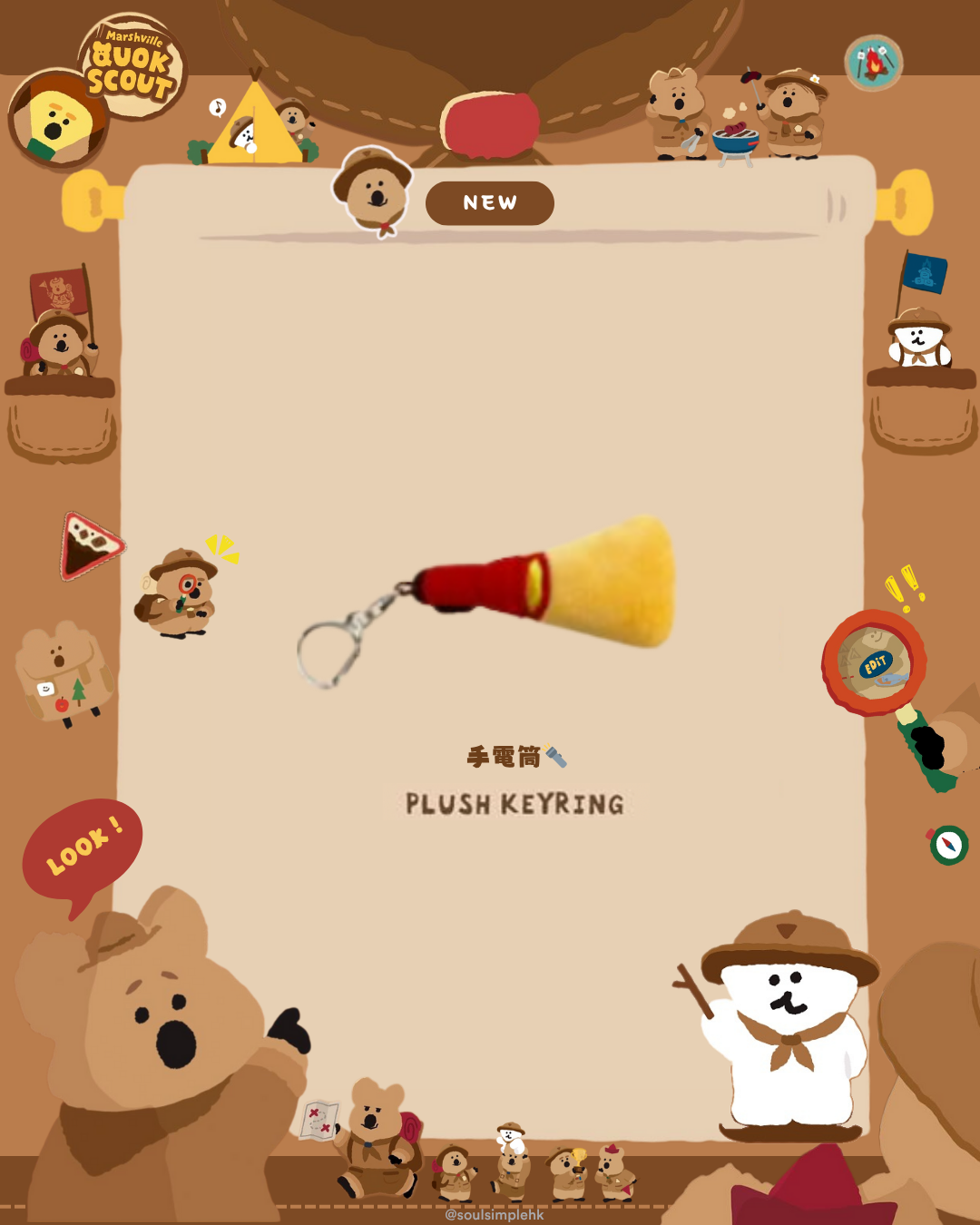 [Marshville Quok Scout] Dinotaeng Flash Keyring 電燈鎖匙扣