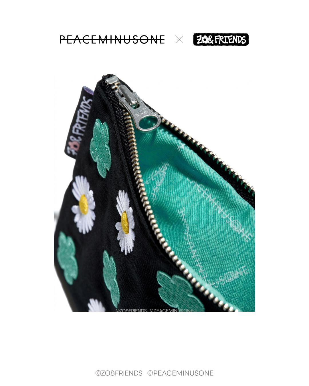PEACEMINUSONE × ZO&FRIENDS Flat Pouch｜聯名刺繡扁平收納袋