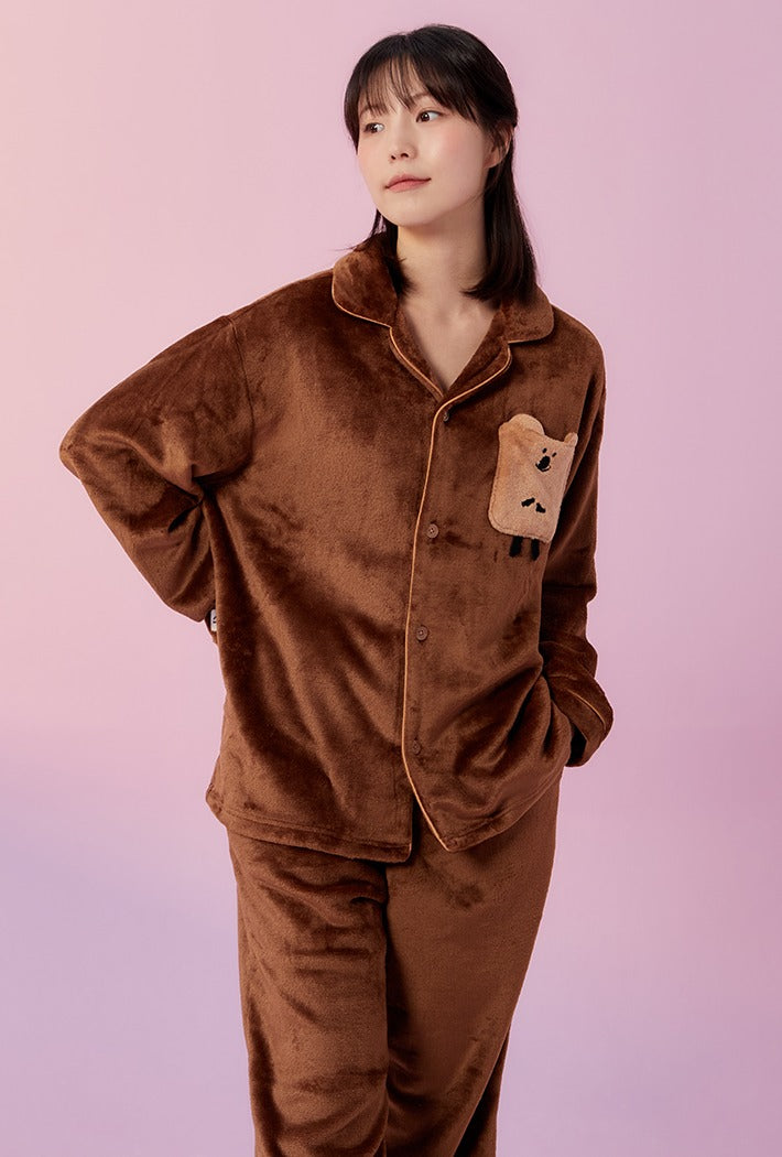 Dinotaeng Quokka Pajama Set 長袖睡衣套裝 (Brown)