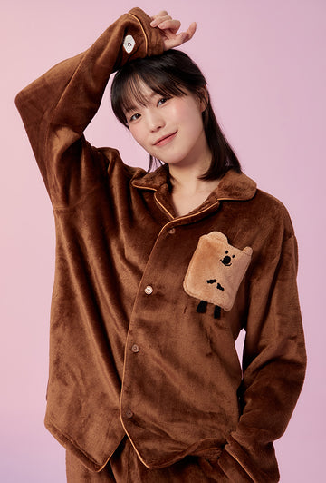 Dinotaeng Quokka Pajama Set 長袖睡衣套裝 (Brown)