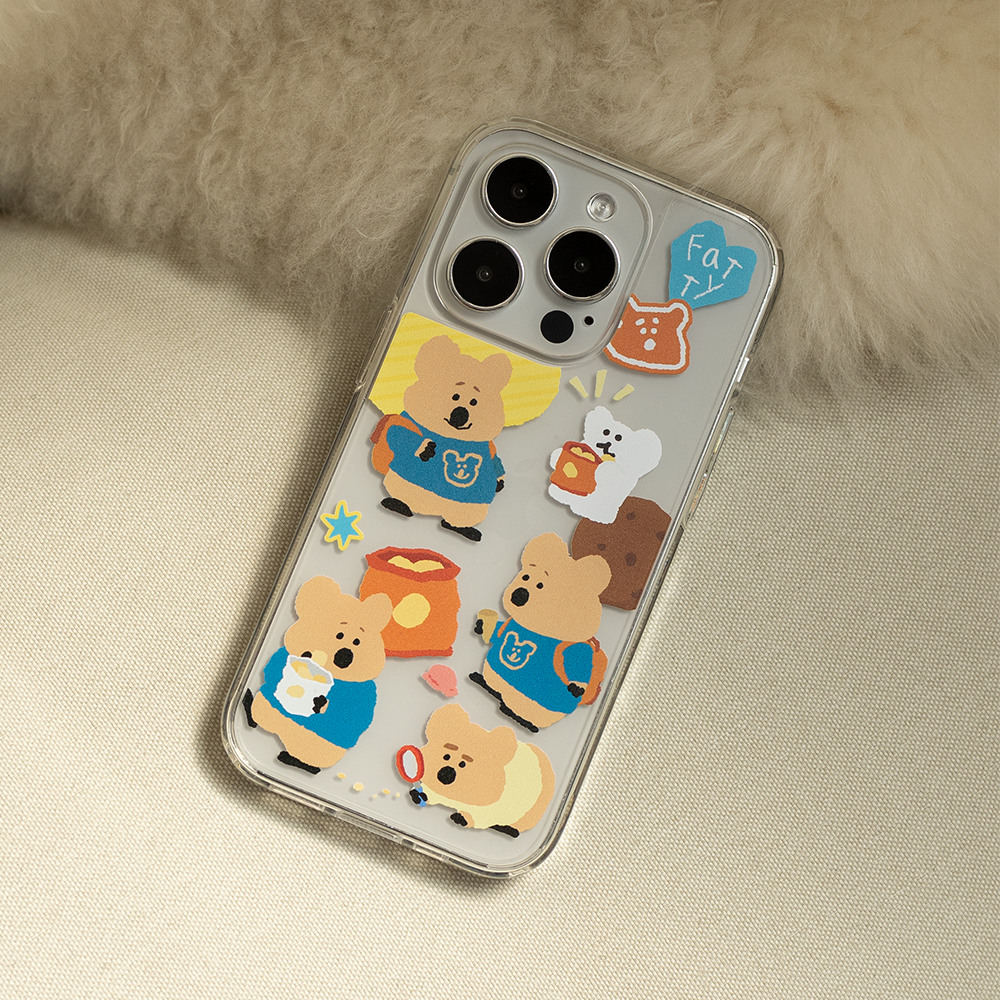 [Quokka in School] Dinotaeng Fatty's Snacktime Phone Case 校園尋寶手機殼 - iPhone