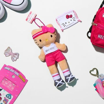 Olive Young × Sanrio 큐티런 限量聯名系列 - Hello Kitty Plush Keyring 長腿娃娃鑰匙扣