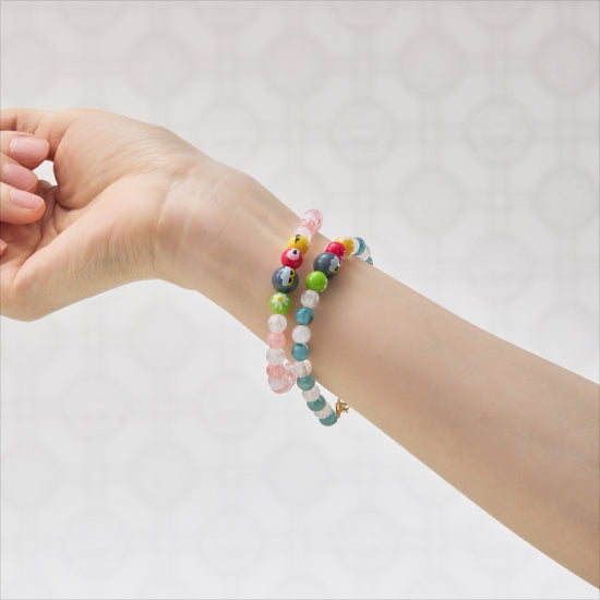 ZO&FRIENDS K-Edition Bracelet Set 粉色藍綠色珠串手鏈 配戴及細節圖