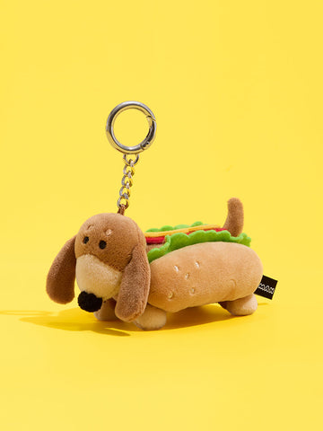 JOGUMAN YOU ARE WHAT YOU EAT Woody Hot Dog Plush Keyring｜Woody 熱狗毛絨公仔匙扣