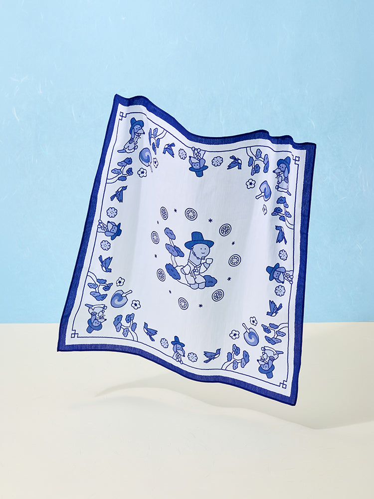 JOGUMAN SOUVENIR Handkerchief 手帕，藍白色韓國書生系列小方巾