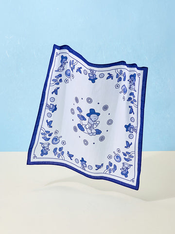 JOGUMAN SOUVENIR Handkerchief 手帕，藍白色韓國書生系列小方巾