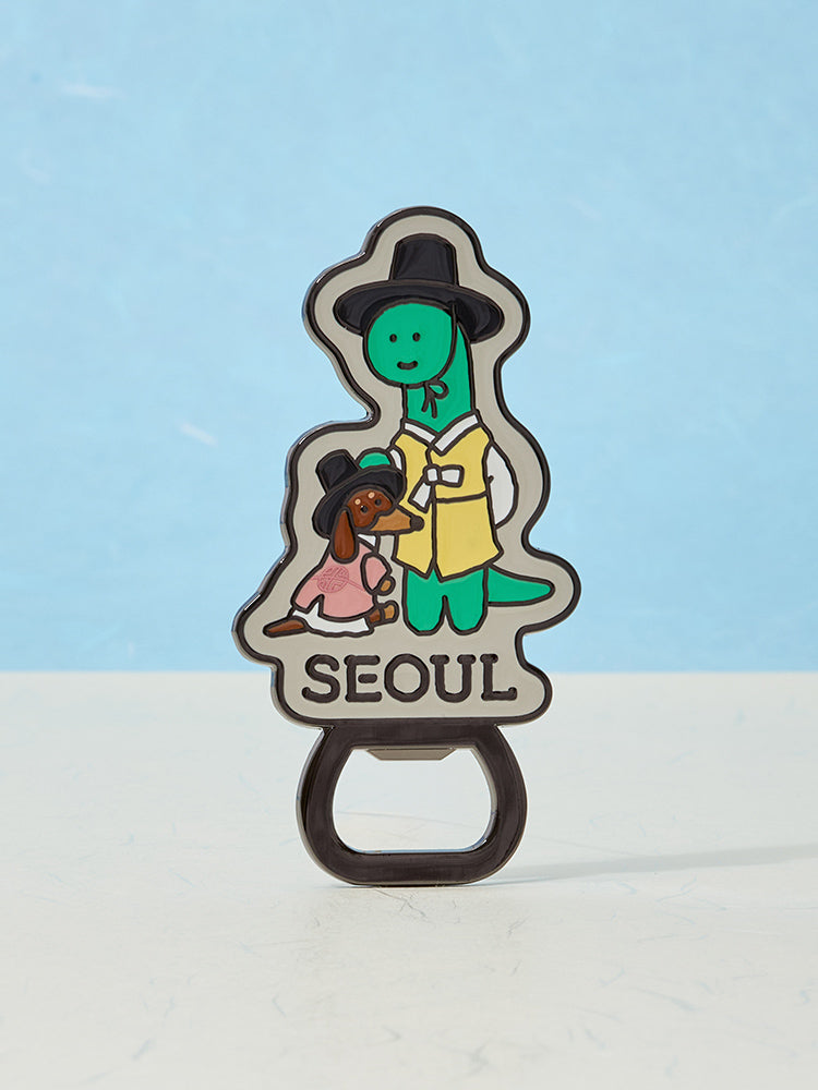 JOGUMAN SOUVENIR Magnet Opener 磁石開瓶器，SEOUL Brachio Woody 韓服造型