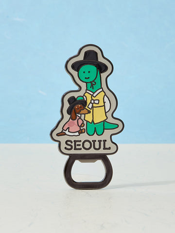 JOGUMAN SOUVENIR Magnet Opener 磁石開瓶器，SEOUL Brachio Woody 韓服造型