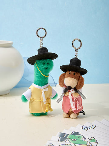 JOGUMAN SOUVENIR Plush Keyring 公仔鑰匙扣產品介紹圖，Brachio Woody 韓服書生造型