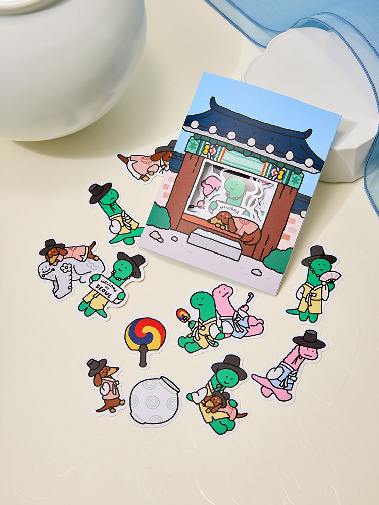 JOGUMAN SOUVENIR Sticker Pack 貼紙包，韓屋包裝與韓服 JOGUMAN 朋友造型