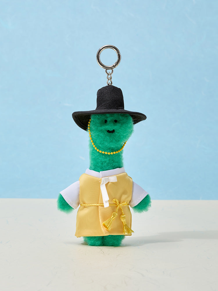 JOGUMAN SOUVENIR Plush Keyring Brachio 款，黃色韓服書生公仔鑰匙扣正面