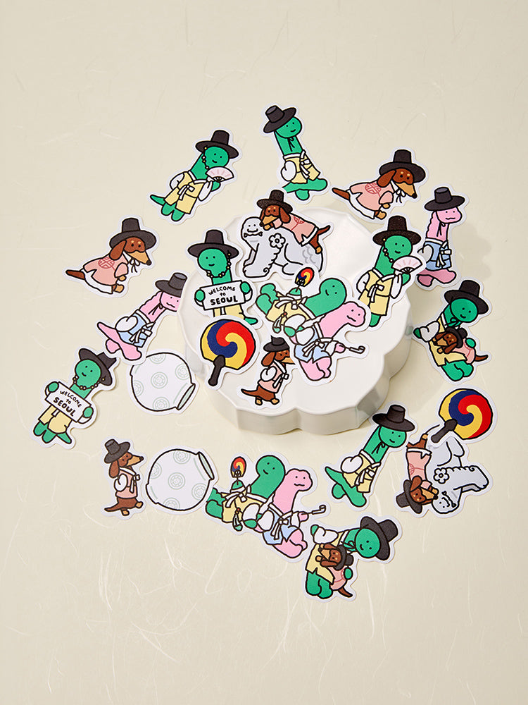 JOGUMAN SOUVENIR Sticker Pack 多款韓國旅行主題貼紙平鋪圖