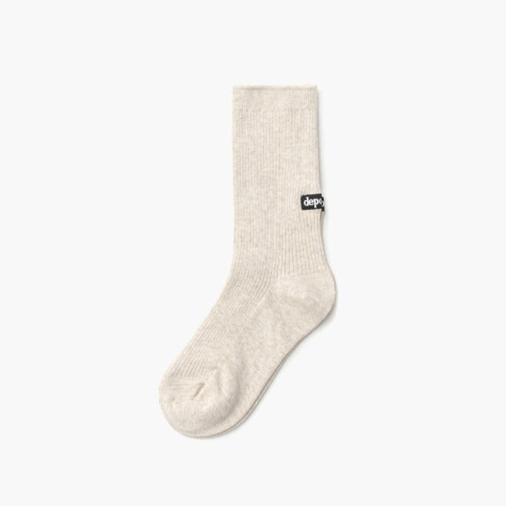 Depound - Logo Ribbed Socks - Melange Oatmeal 襪子