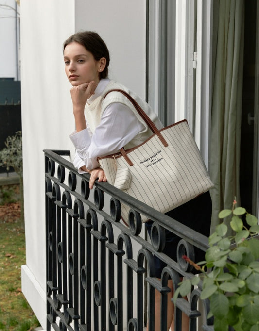 Depound - Dear Bag (Shoulder) - Ivory Stripe (L) 單肩包