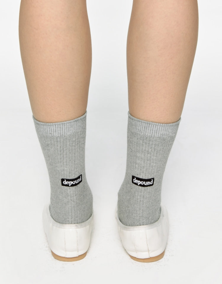 Depound - Logo Ribbed Socks - Melange Gray 襪子