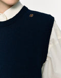 Depound - Boucle Round Knit Vest - Dark Navy 羊毛針織背心 - SOUL SIMPLE HK