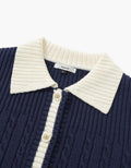 Depound - Color Cable Mix Cardigan - Navy 針織毛衣 - SOUL SIMPLE HK