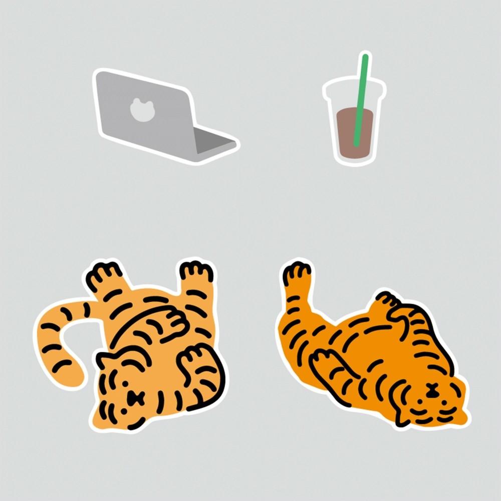 Muzik Tiger Lazy & Look Tiger 4pcs Stickers 貼紙(4p) - SOUL SIMPLE HK