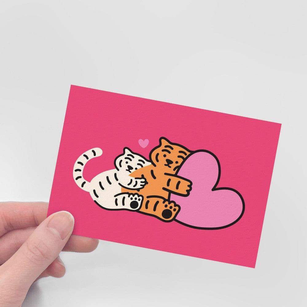 Muzik Tiger Hug Tiger Postcard 擁抱心心明信片 - SOUL SIMPLE HK
