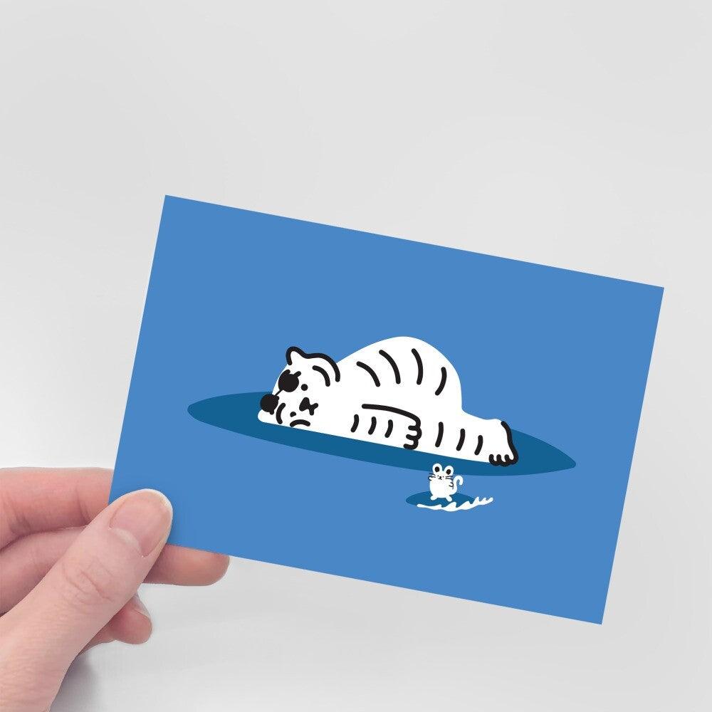 Muzik Tiger Lazy Surfing Tiger Postcard 明信片 - SOUL SIMPLE HK