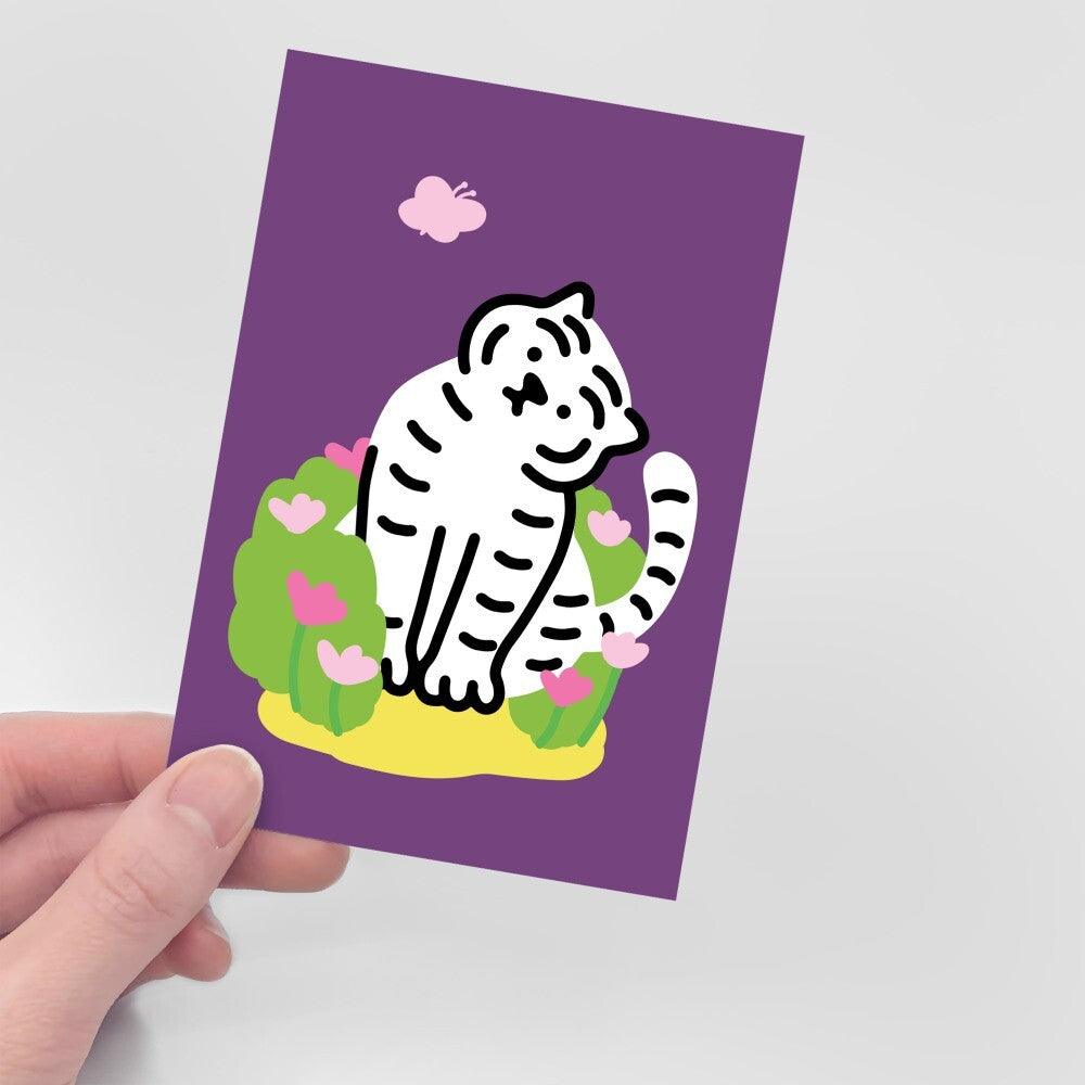 Muzik Tiger Flower Garden Purple Tiger Postcard 明信片 - SOUL SIMPLE HK