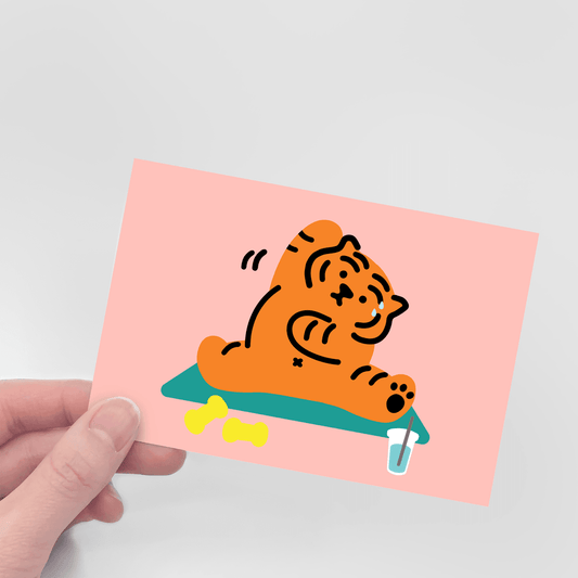 【現貨】Muzik Tiger Stretching Tiger Postcard 拉伸胖虎明信片 - SOUL SIMPLE HK