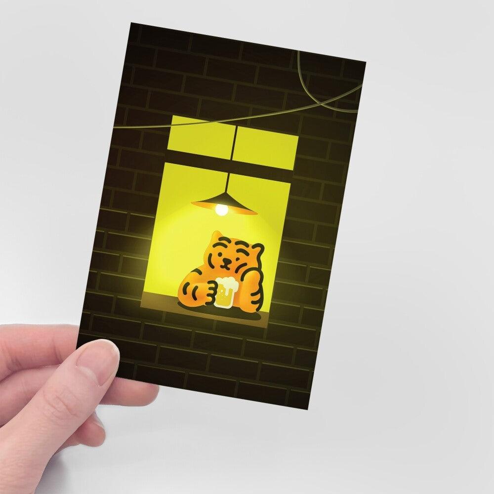 Muzik Tiger Drinking Alone Tiger Postcard 明信片 - SOUL SIMPLE HK